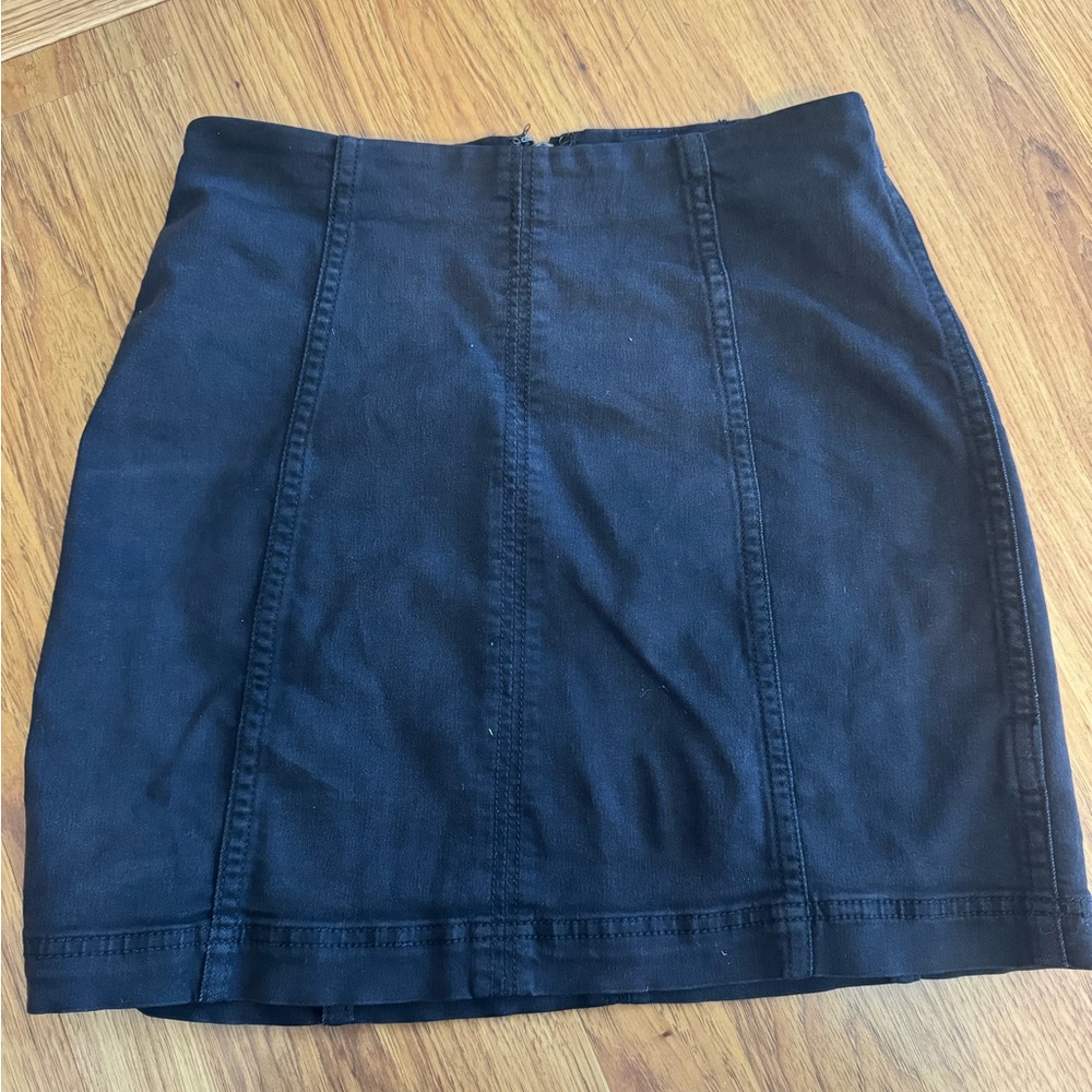 Free People Black Denim Skirt